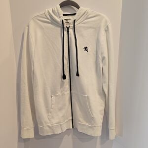 Express White Zip-Up Hoodie with Black Accents - Men